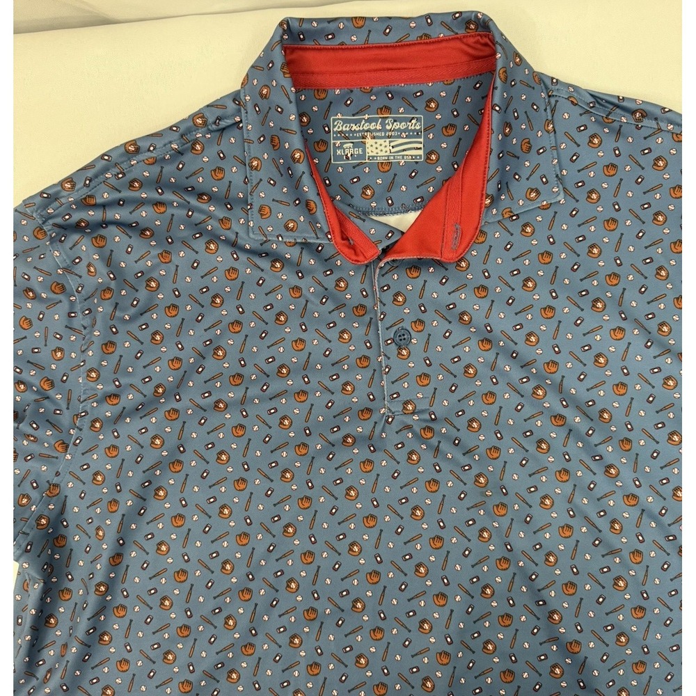 Barstool Sports Polo Shirt Mens XL Blue Baseball Performance Stretch - Picture 6 of 9